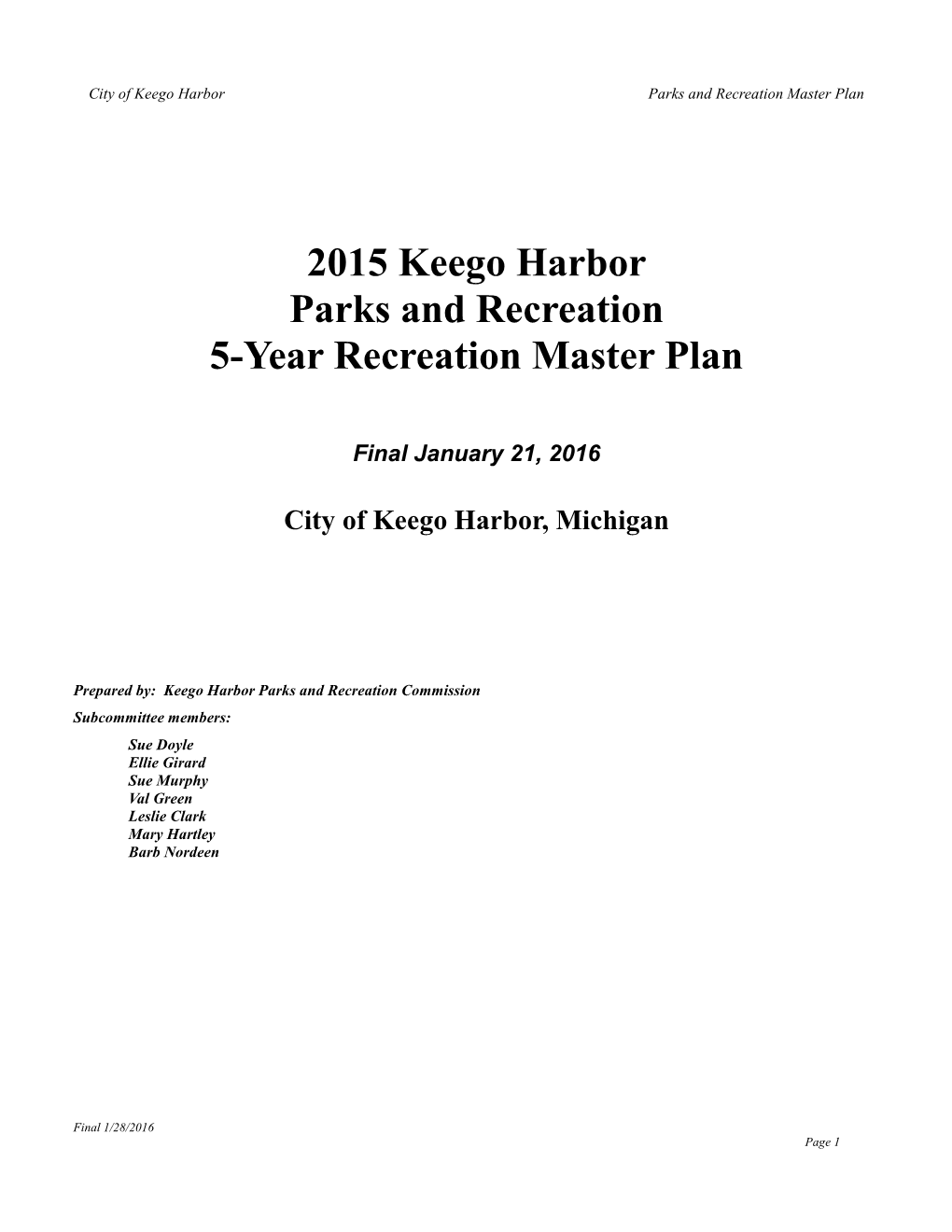 Parks and Recreation Master Plan