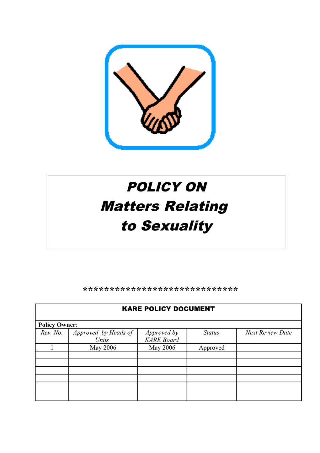 Matters Relating to Sexuality Policy