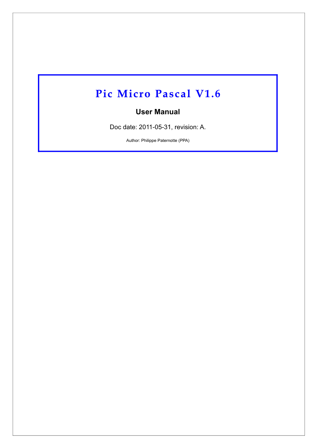 Documentation for Pic Micro Pascal