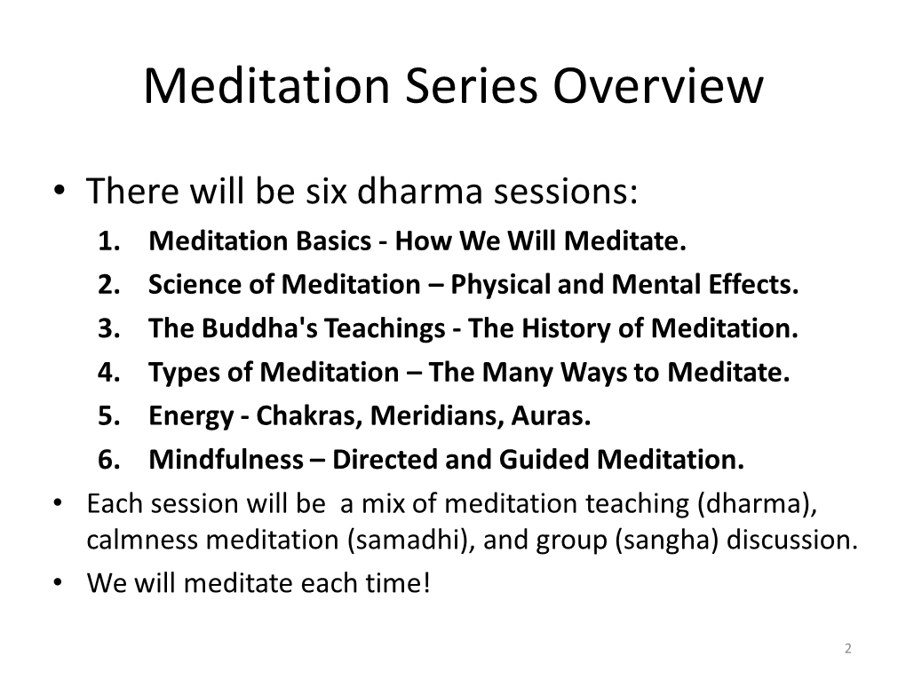 View Meditation Series Overview