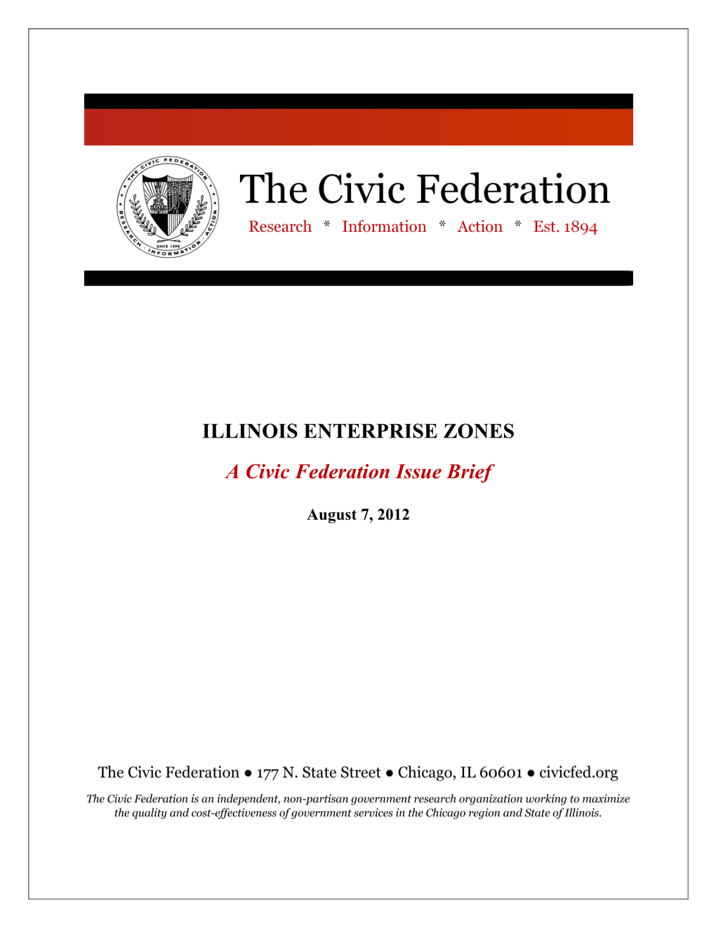 ILLINOIS ENTERPRISE ZONES a Civic Federation Issue Brief