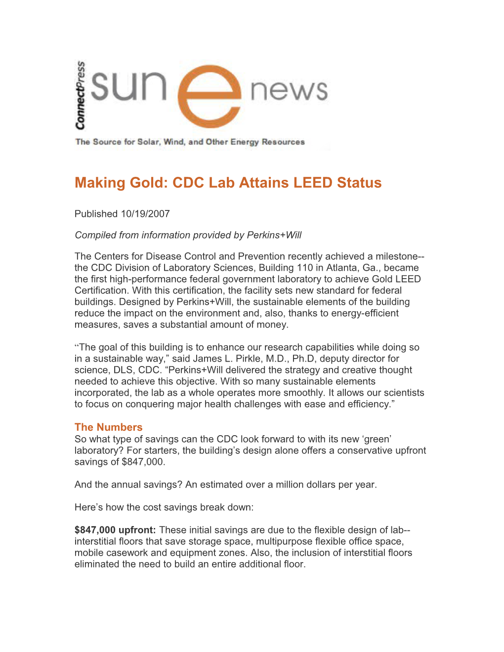 Making Gold: CDC Lab Attains LEED Status