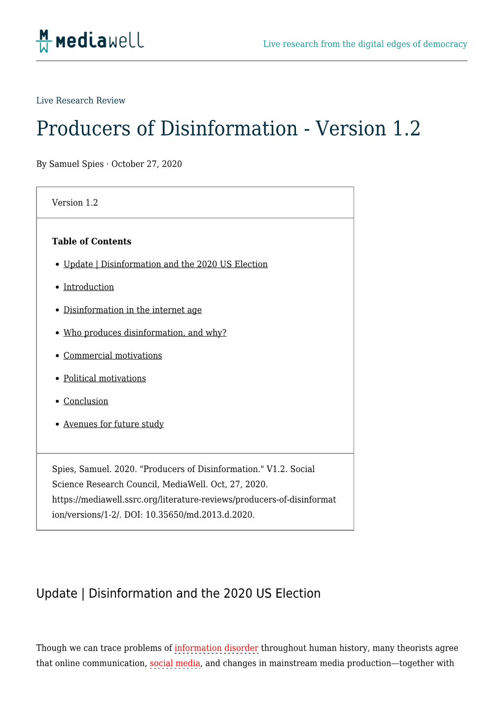 Producers of Disinformation &#8211; Version