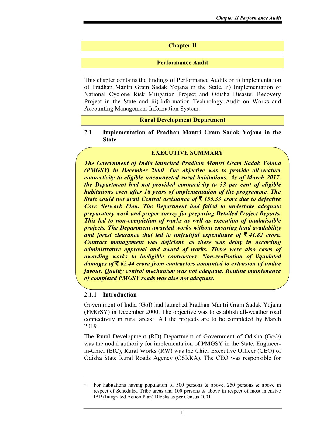 Chapter II Performance Audit 11