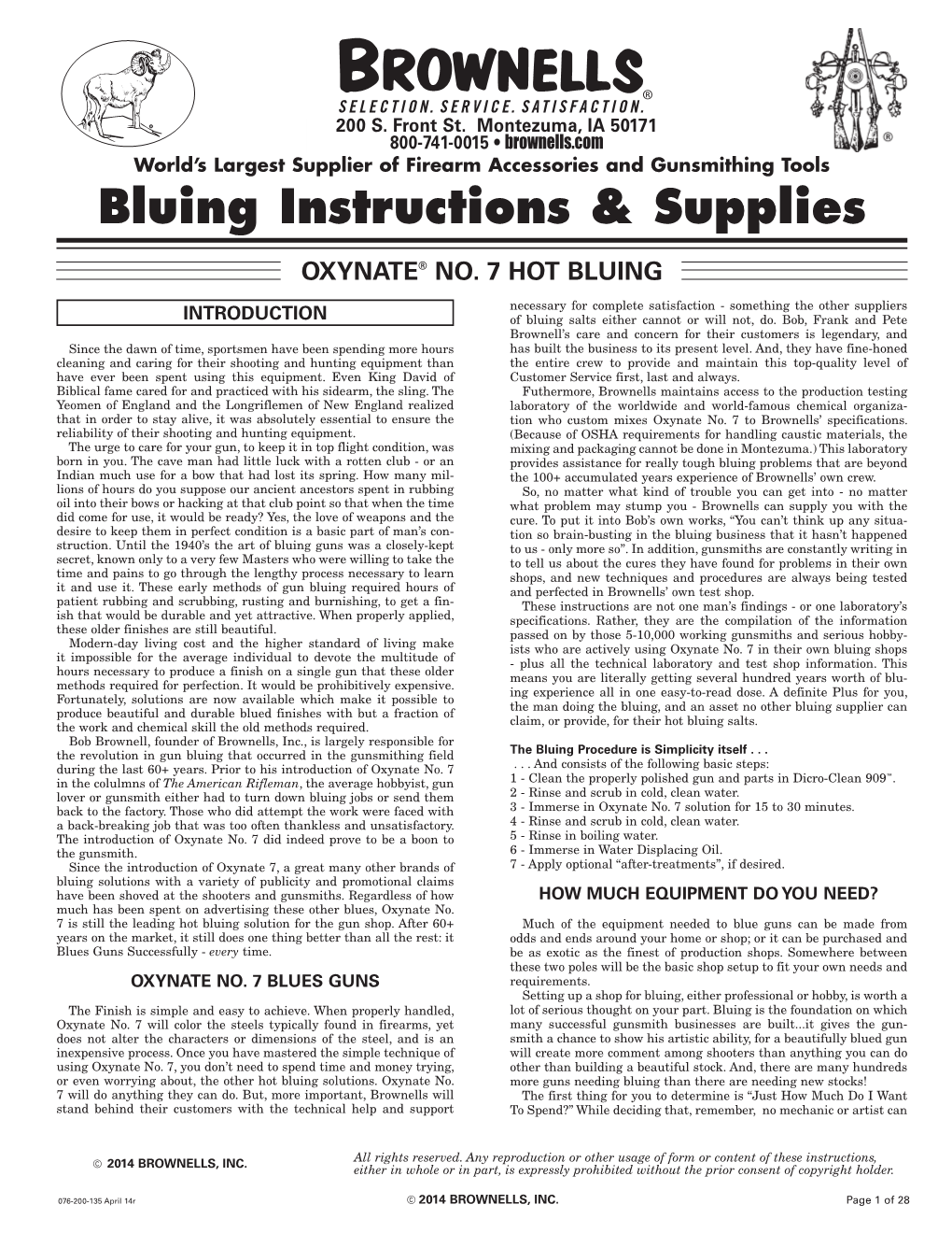 Bluing Instructions & Supplies