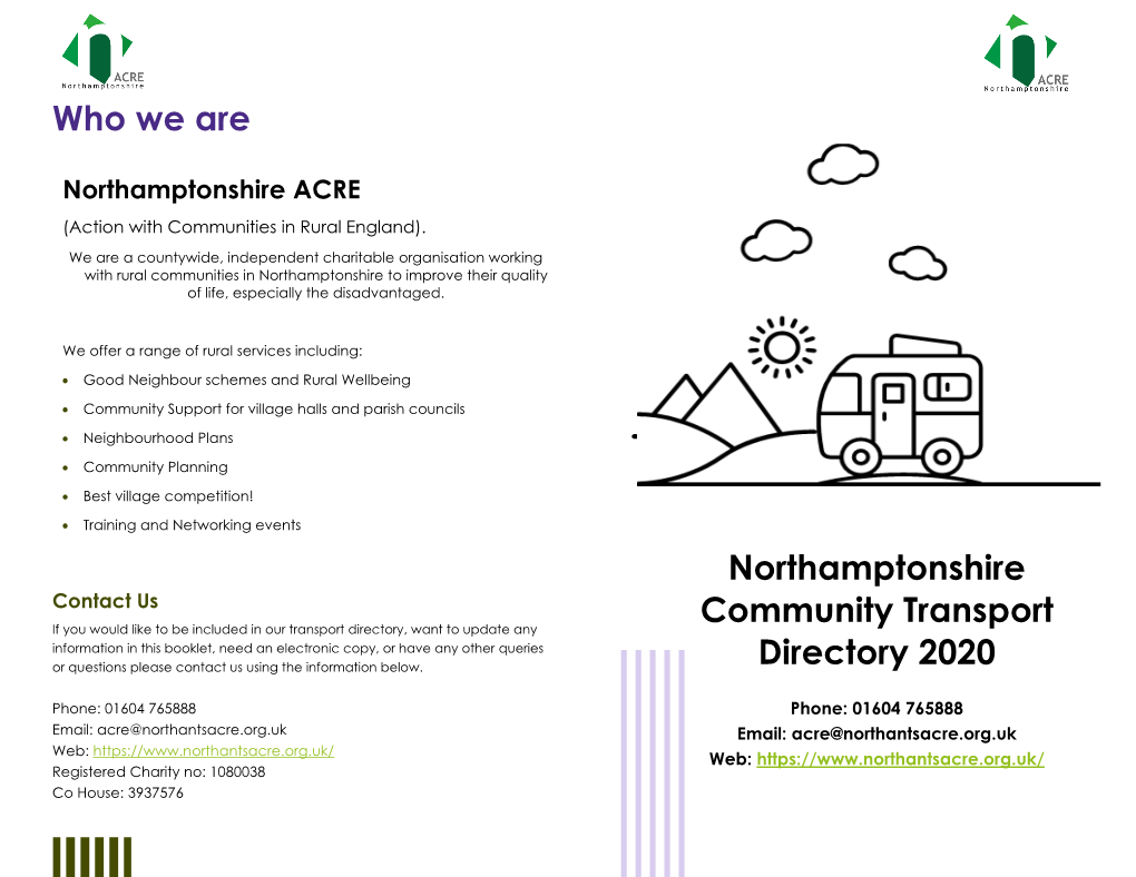 Who We Are Northamptonshire Community Transport Directory 2020