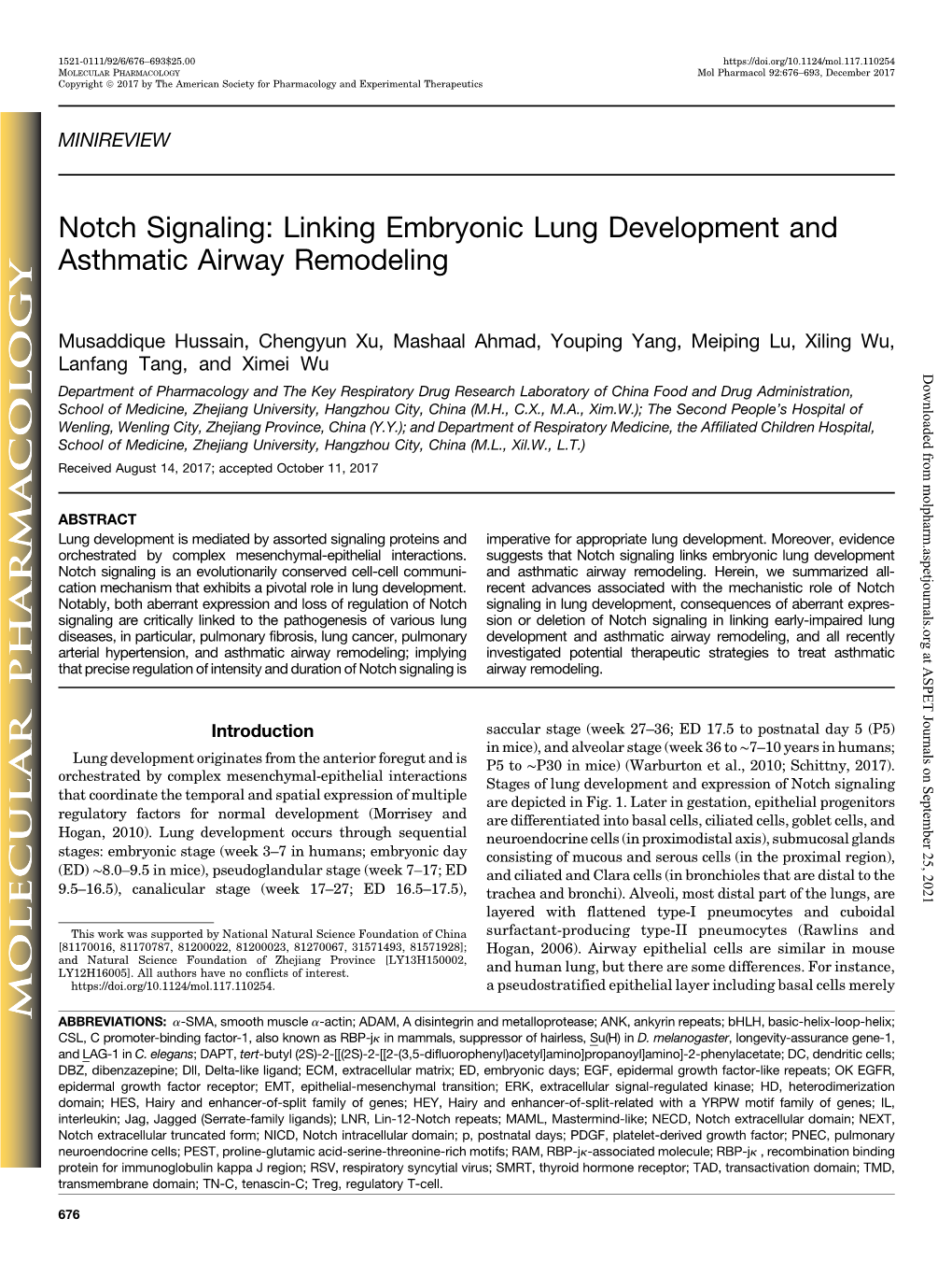 Notch Signaling: Linking Embryonic Lung Development and Asthmatic Airway Remodeling
