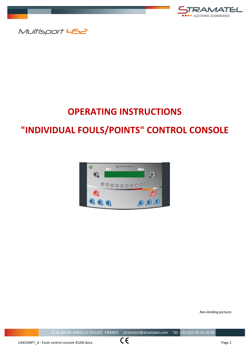 Operating Instructions "Individual Fouls/Points" Control Console