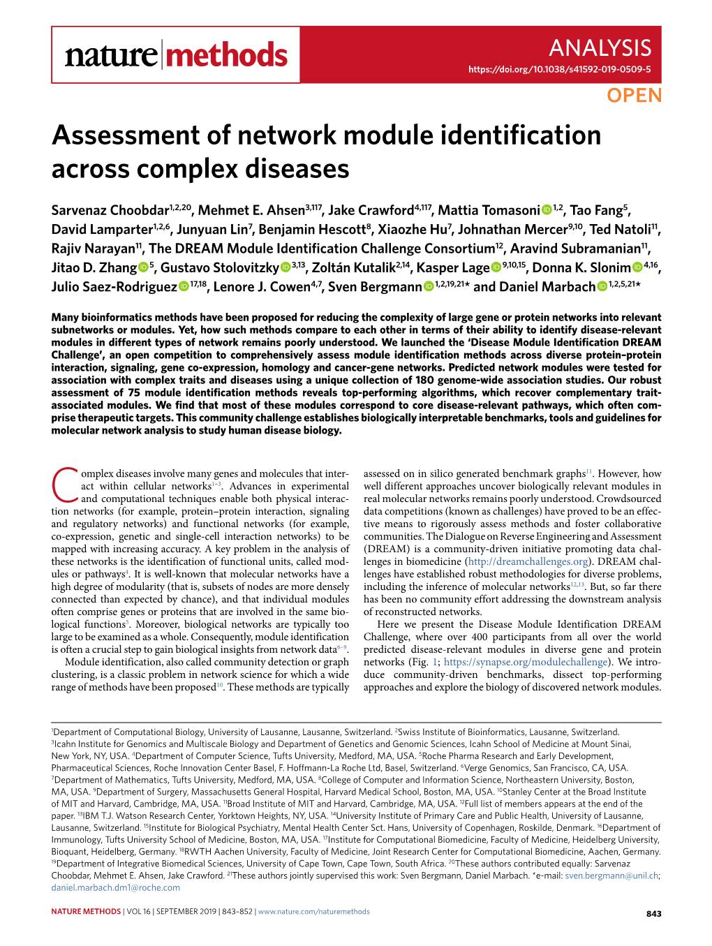 'Assessment of Network Module Identification Across Complex