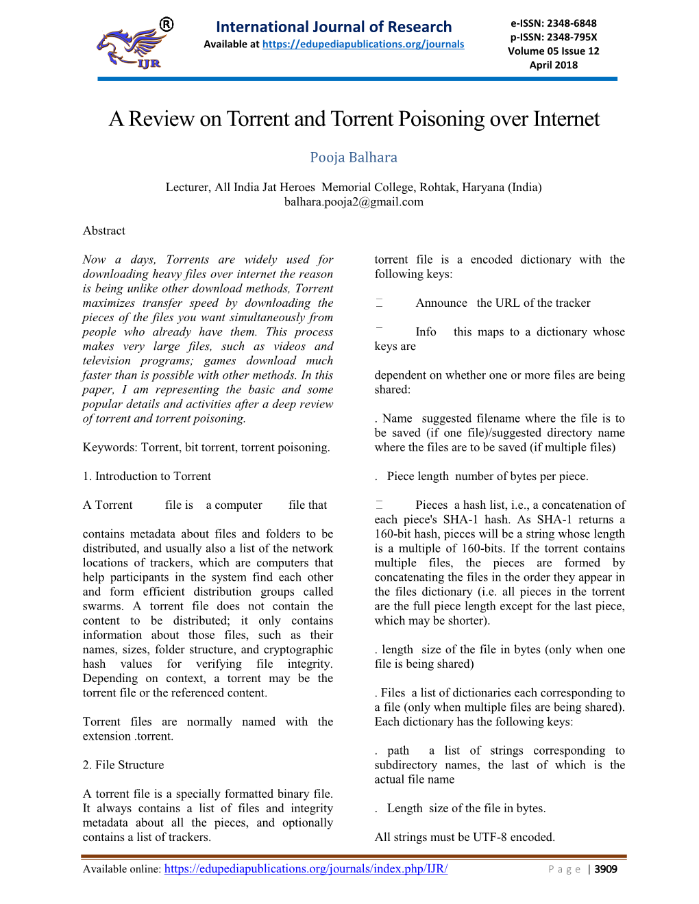 A Review on Torrent and Torrent Poisoning Over Internet