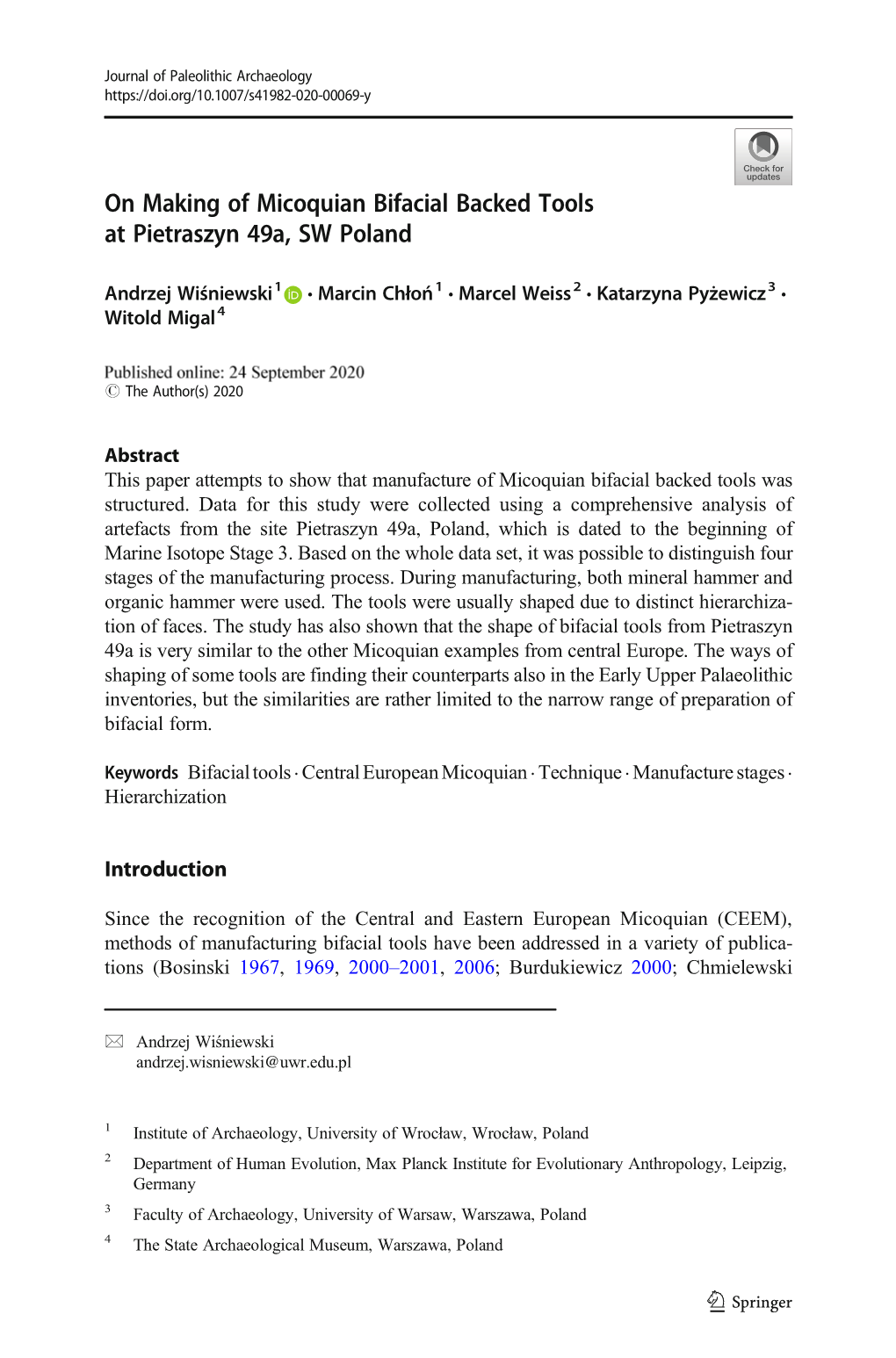 On Making of Micoquian Bifacial Backed Tools at Pietraszyn 49A, SW Poland