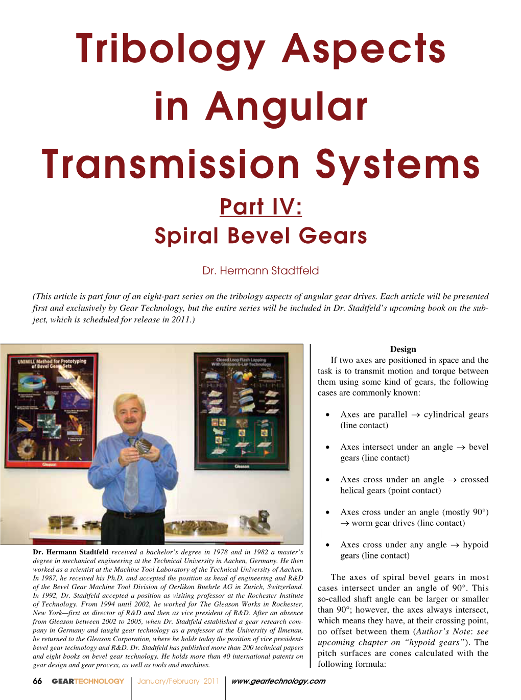 Tribology Aspects in Angular Transmission Systems, Part IV