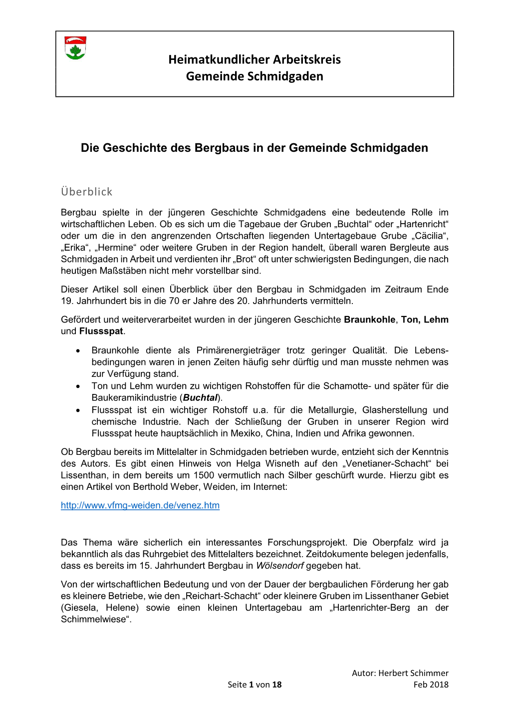 Heimatkundlicher Arbeitskreis Gemeinde Schmidgaden