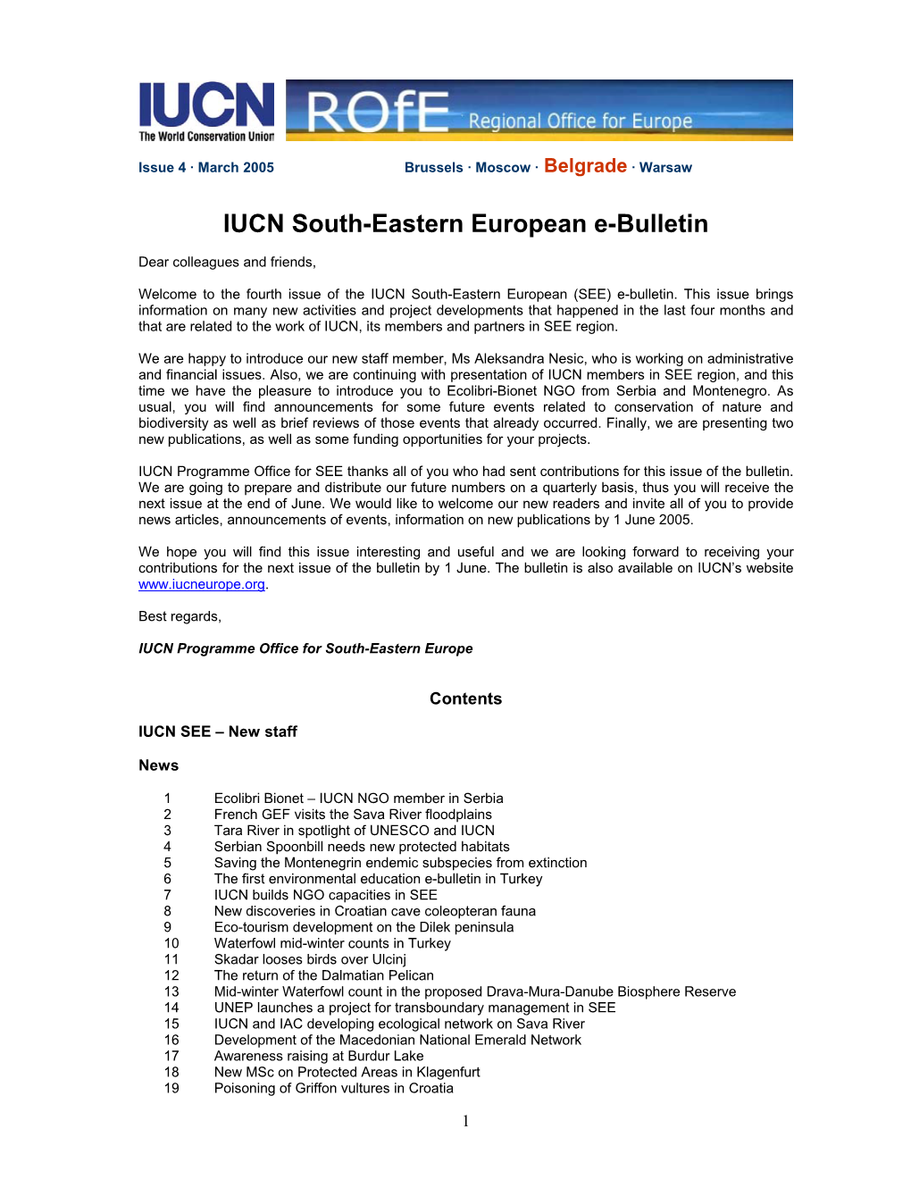 IUCN South-Eastern European E-Bulletin 4
