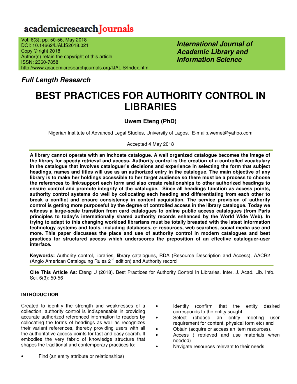 Best Practices for Authority Control in Libraries