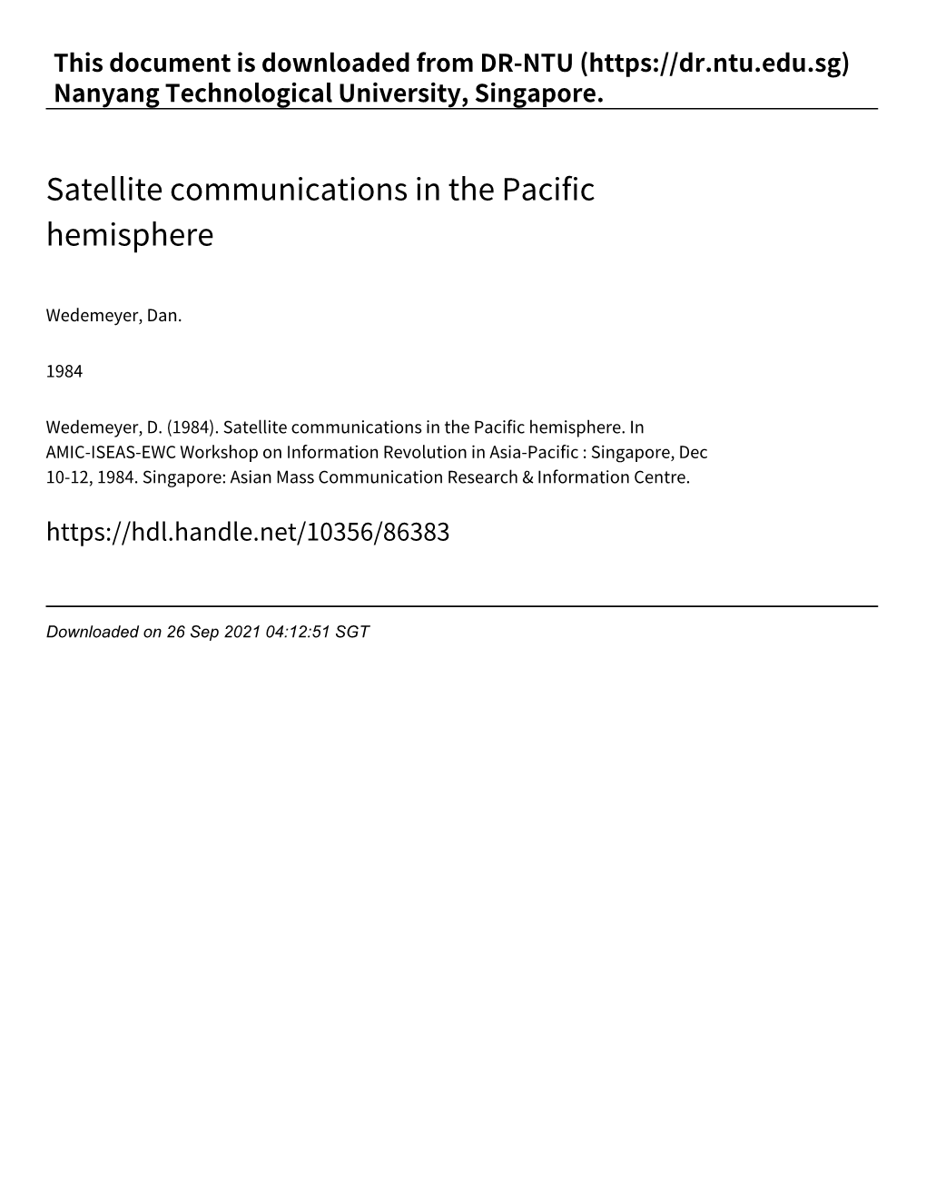 Satellite Communications in the Pacific Hemisphere