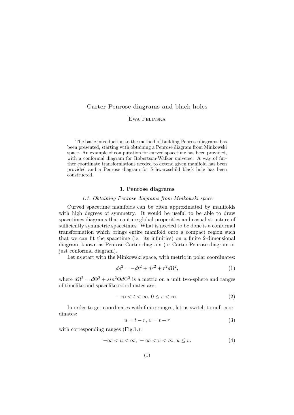 Carter-Penrose Diagrams and Black Holes