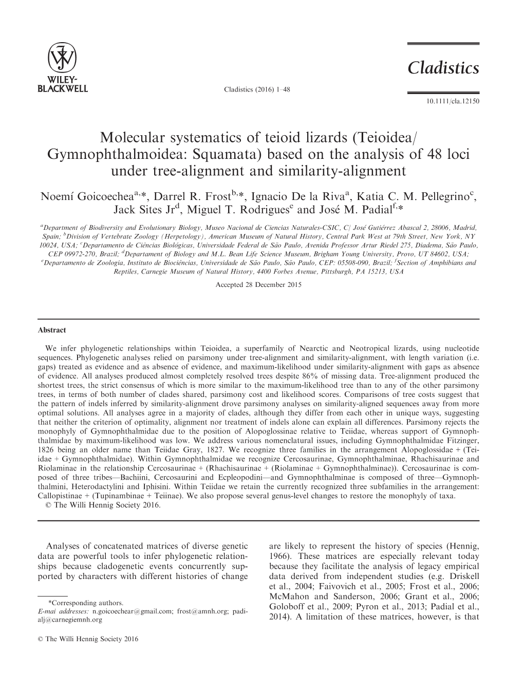 Molecular Systematics of Teioid Lizards (Teioidea/