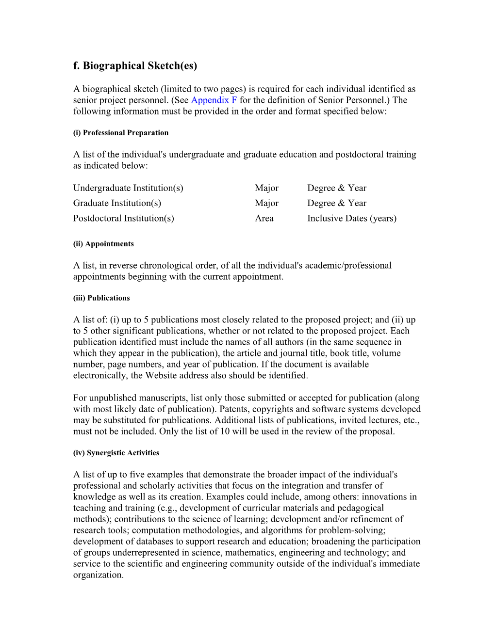 SOURCE: National Science Foundation, Chapter 2 Chapter II - Proposal Preparation Instructions