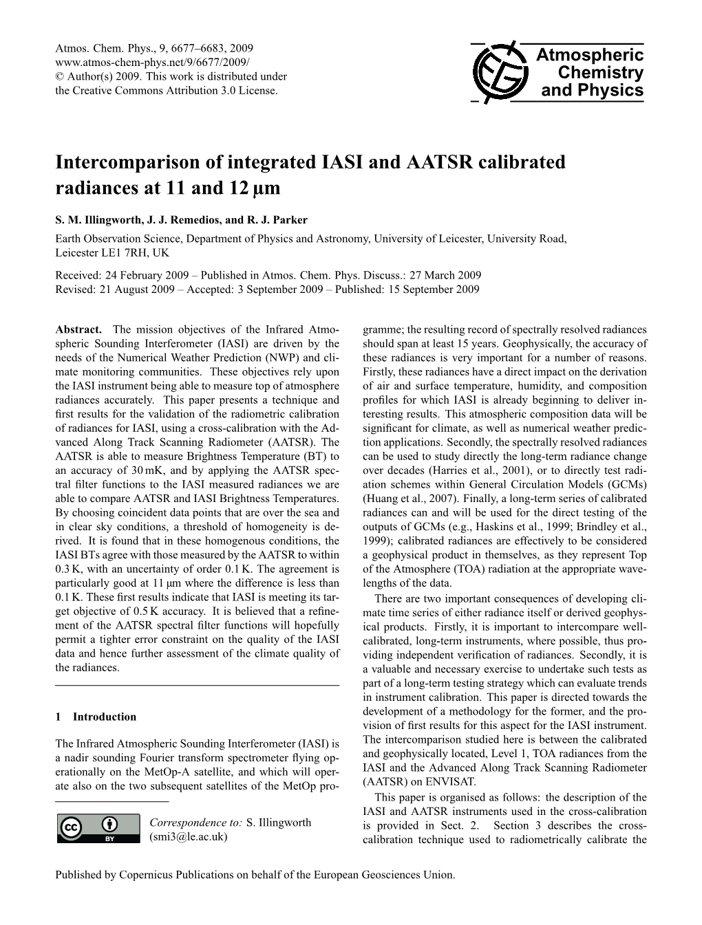 Intercomparison of Integrated IASI and AATSR Calibrated Radiances at 11 and 12 Μm