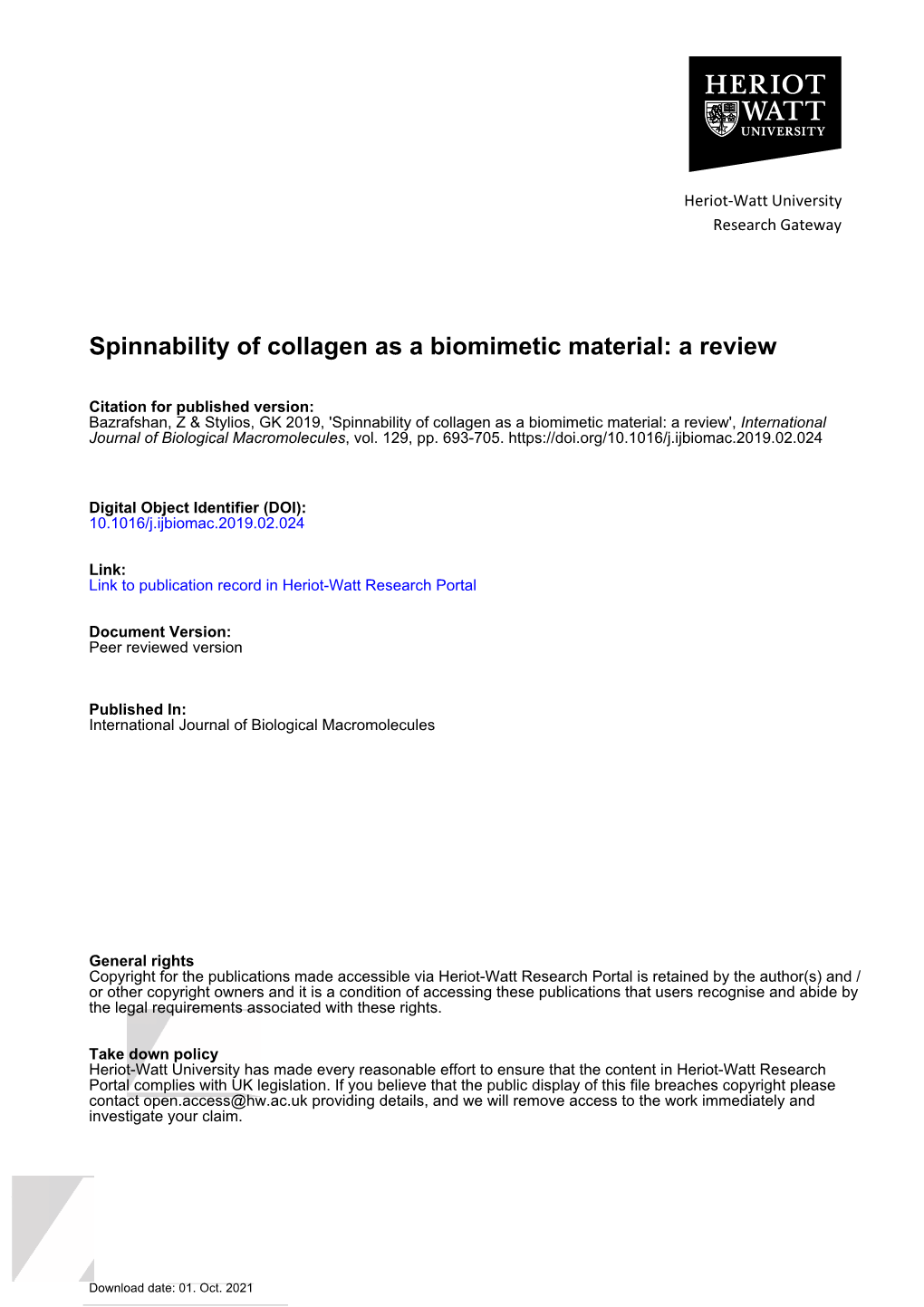 Spinnability of Collagen As a Biomimetic Material: a Review