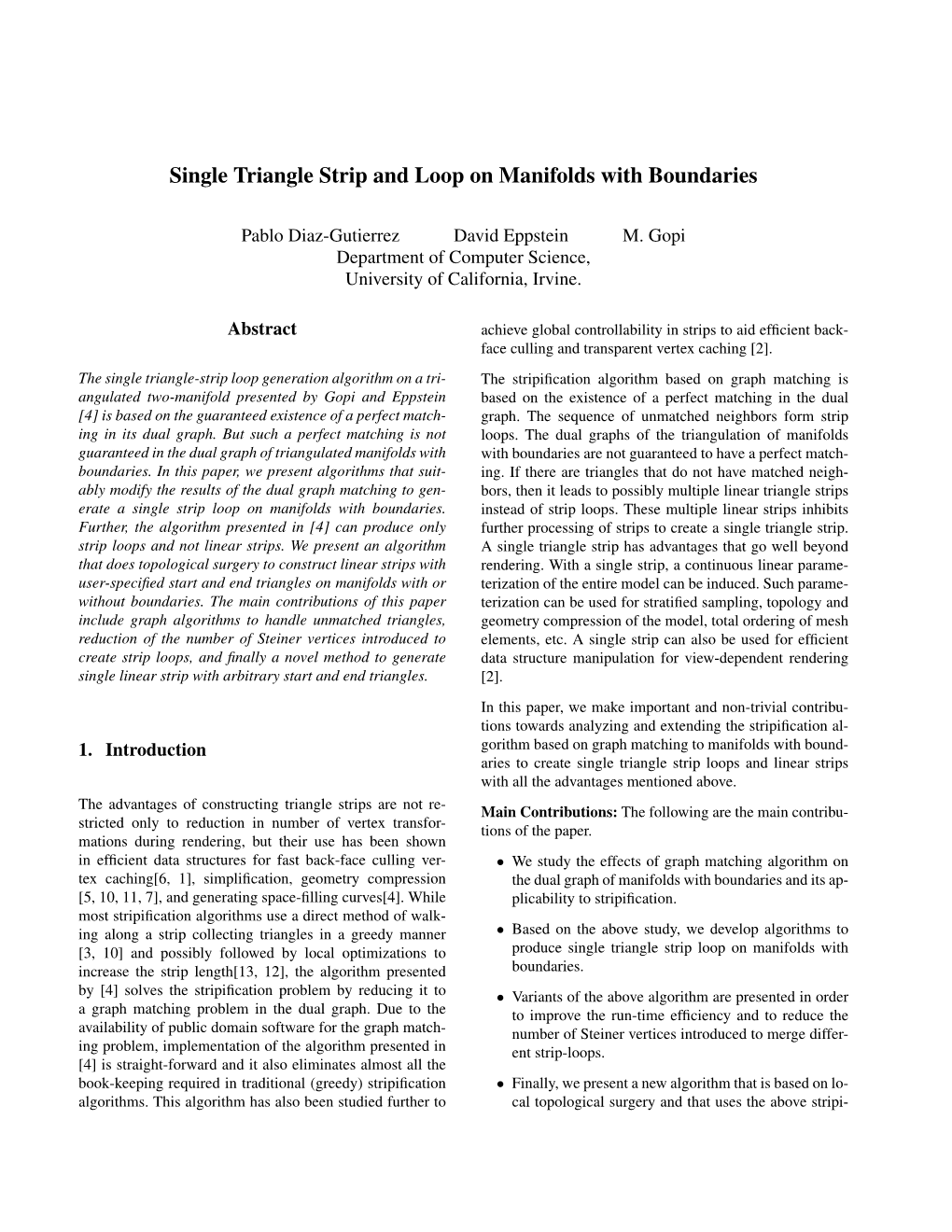 Single Triangle Strip and Loop on Manifolds with Boundaries