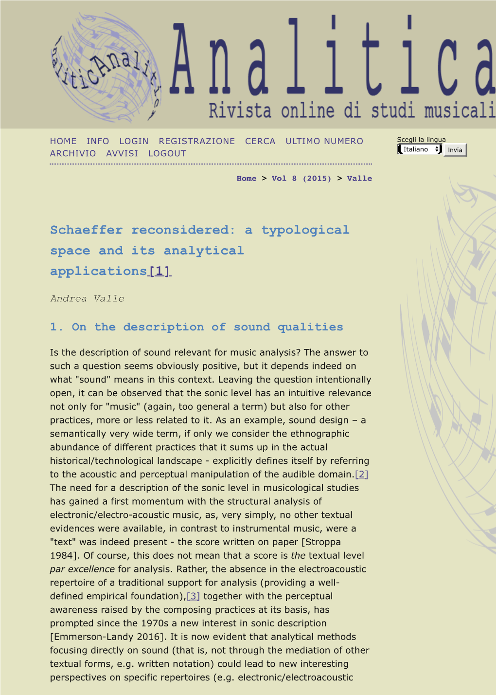 Schaeffer Reconsidered: a Typological Space and Its Analytical Applications[1]