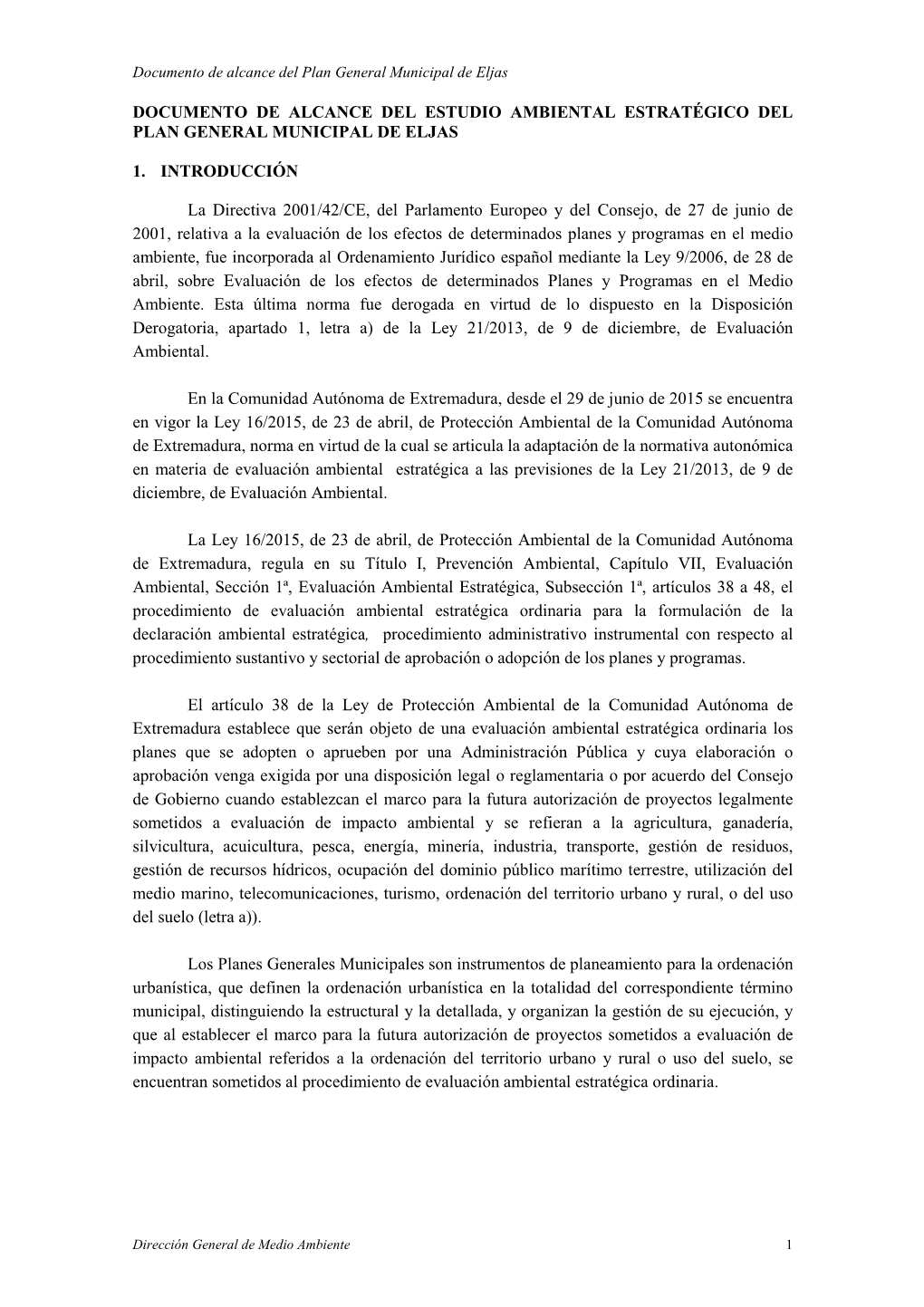 Documento De Alcance Del Plan General Municipal De Eljas