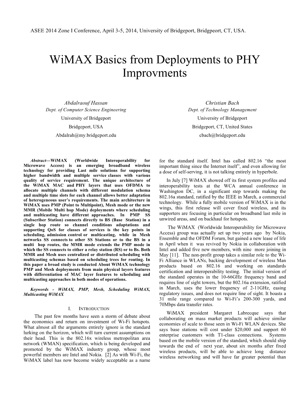 Wimax Basics from Deployments to PHY Improvments
