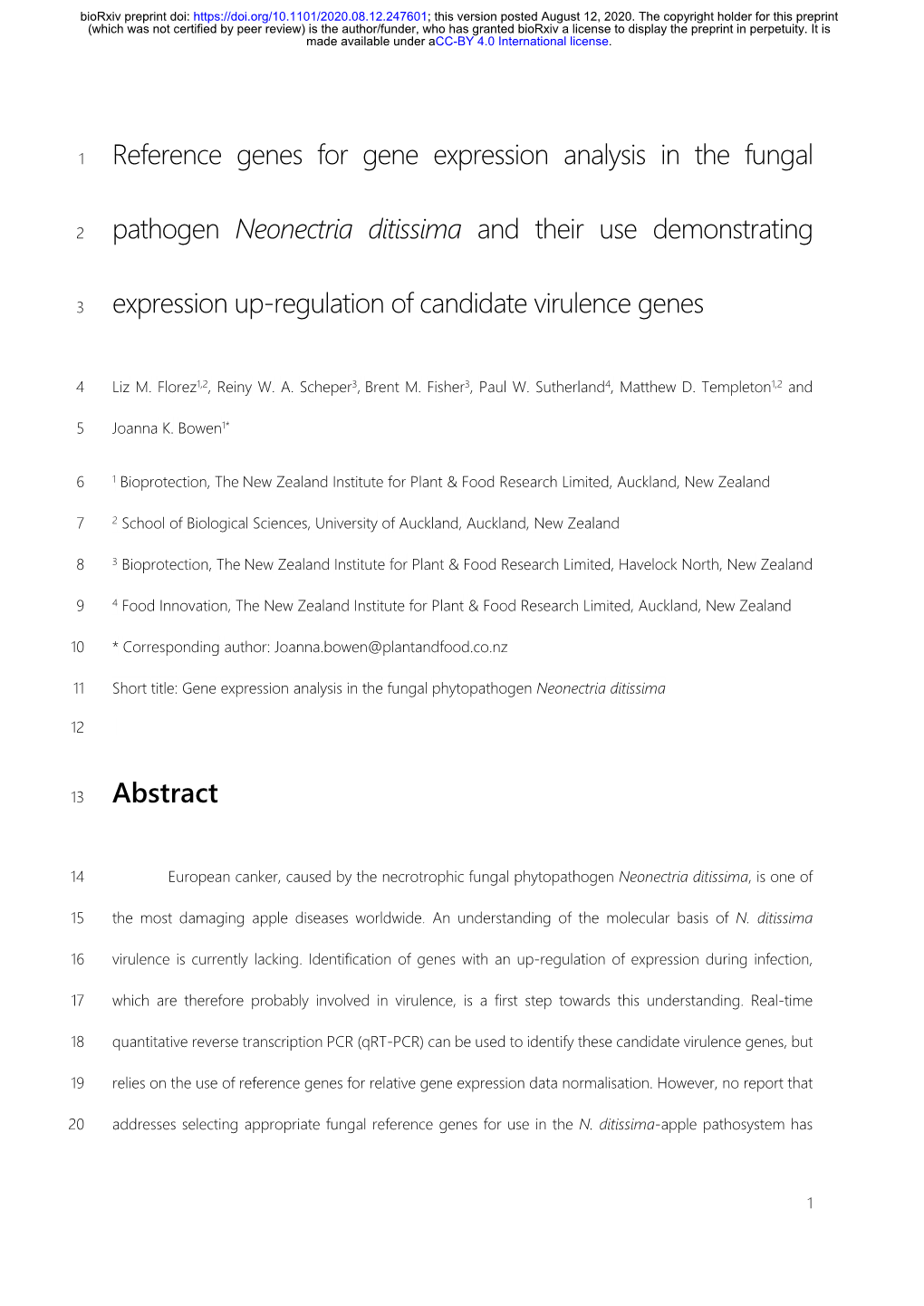 Reference Genes for Gene Expression Analysis in the Fungal Pathogen