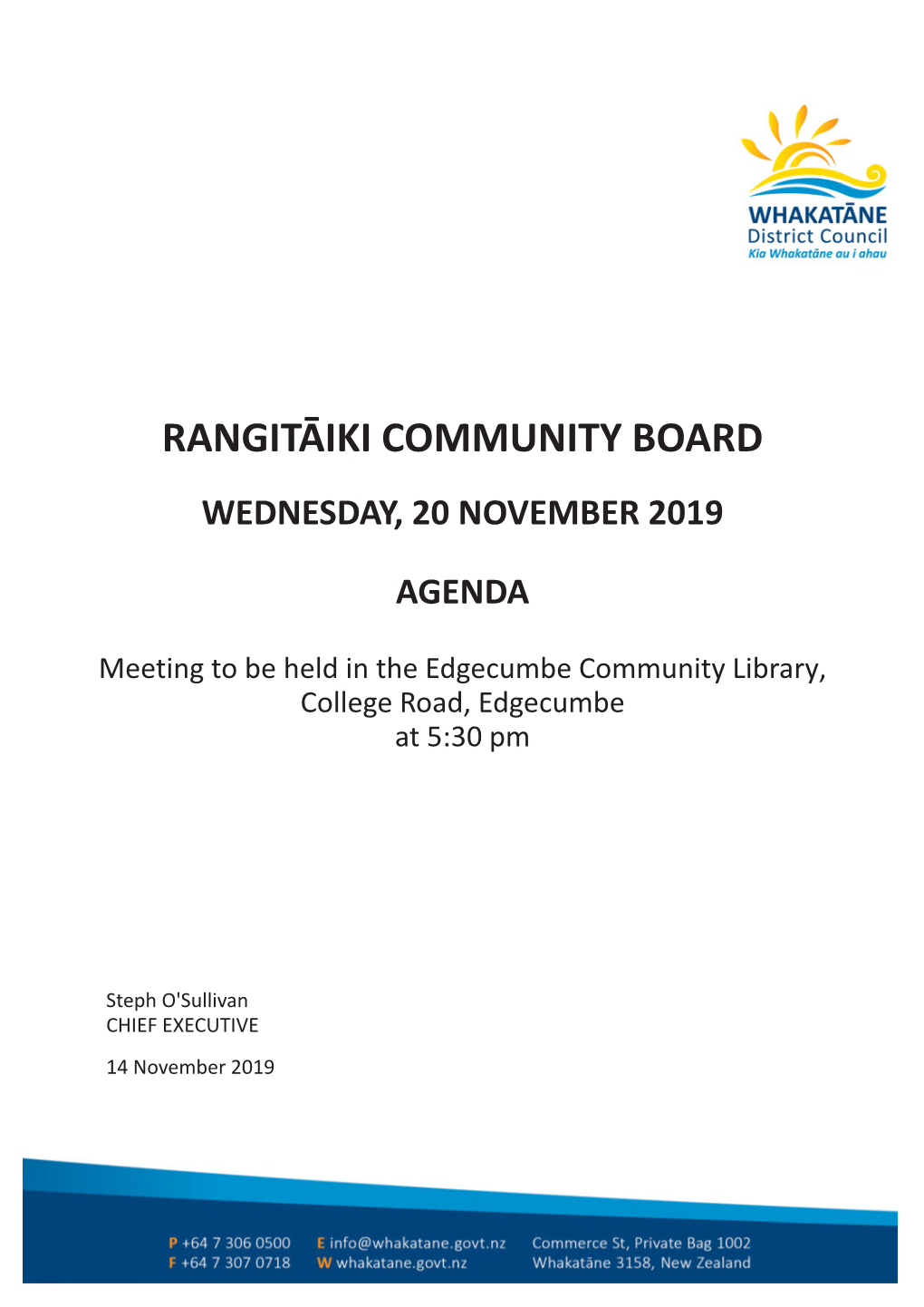 Rangitāiki Community Board Wednesday, 20 November 2019