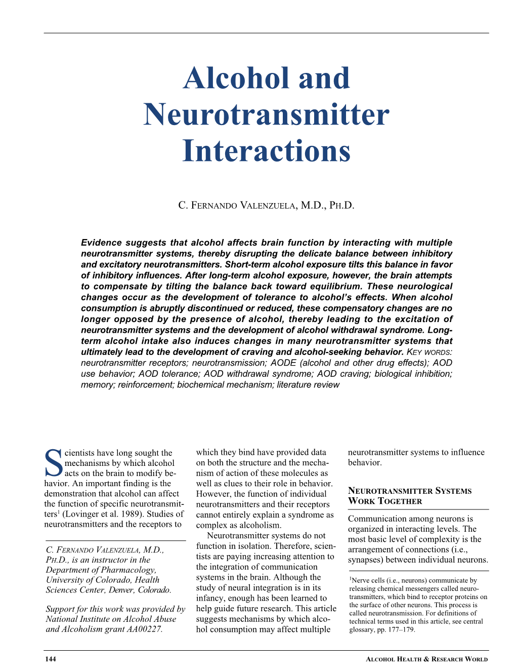 Alcohol and Neurotransmitter Interactions