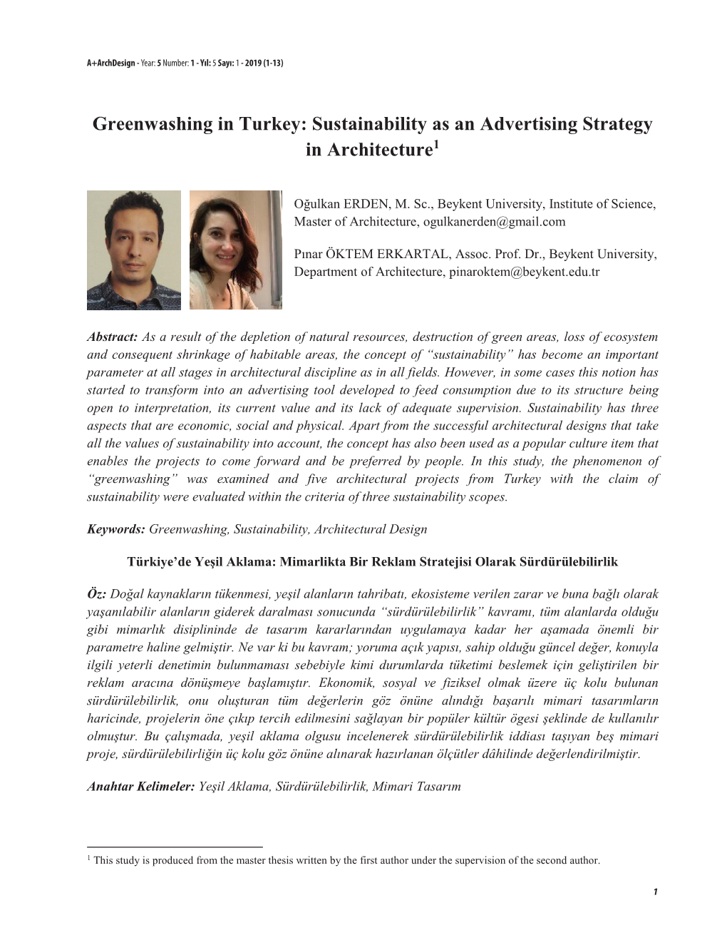 Greenwashing in Turkey: Sustainability As an Advertising Strategy in Architecture1