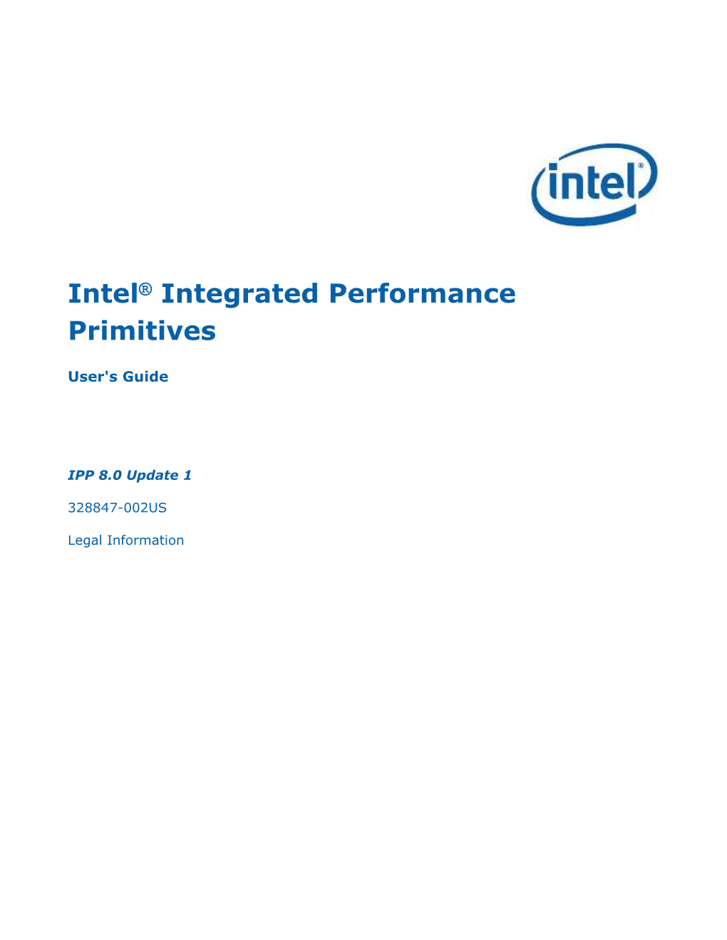 Intel® Integrated Performance Primitives User's Guide