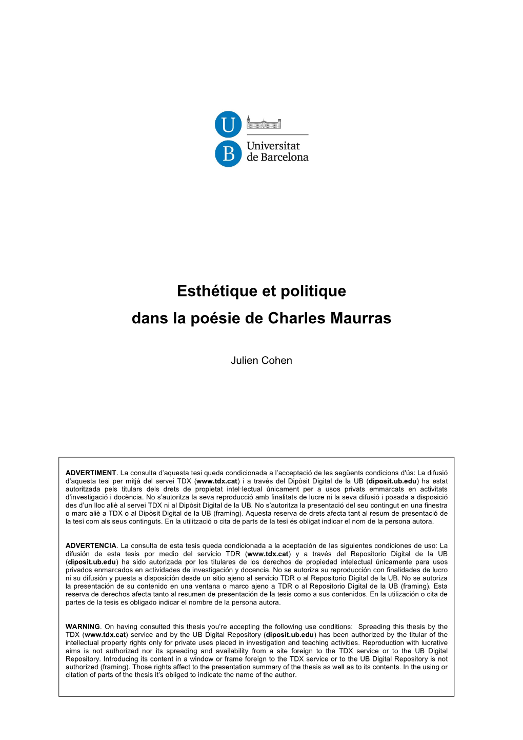 Esthétique Et Politique Dans La Poésie De Charles Maurras