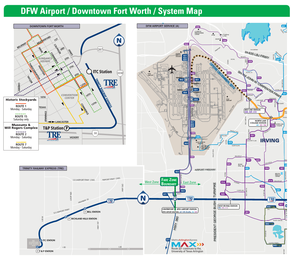 DFW Airport / Downtown Fort Worth / System Map Downtown Dallas Bus