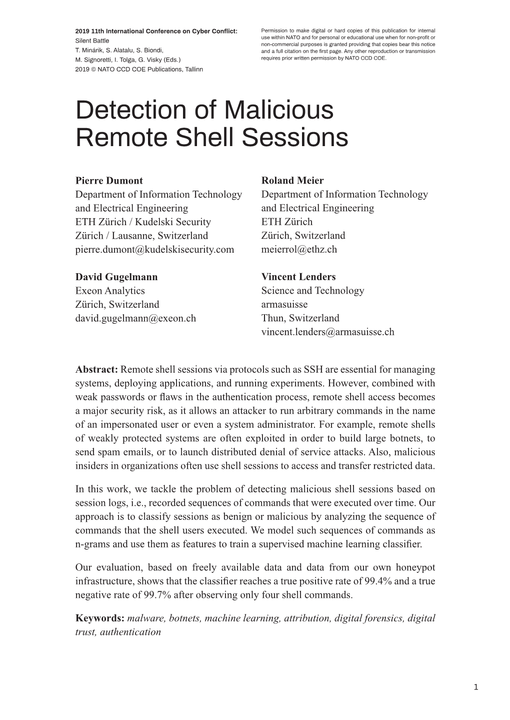 Detection of Malicious Remote Shell Sessions
