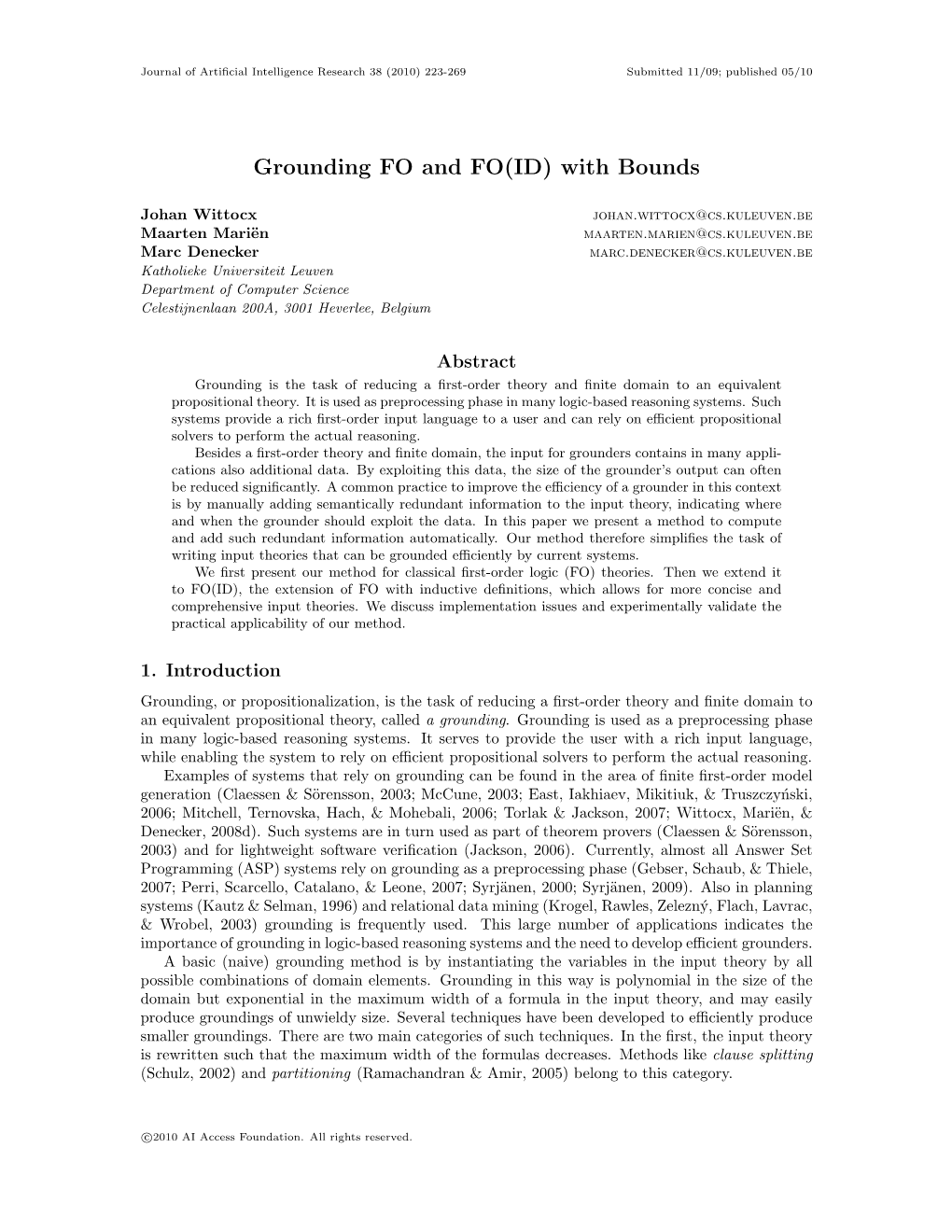 Grounding FO and FO(ID) with Bounds