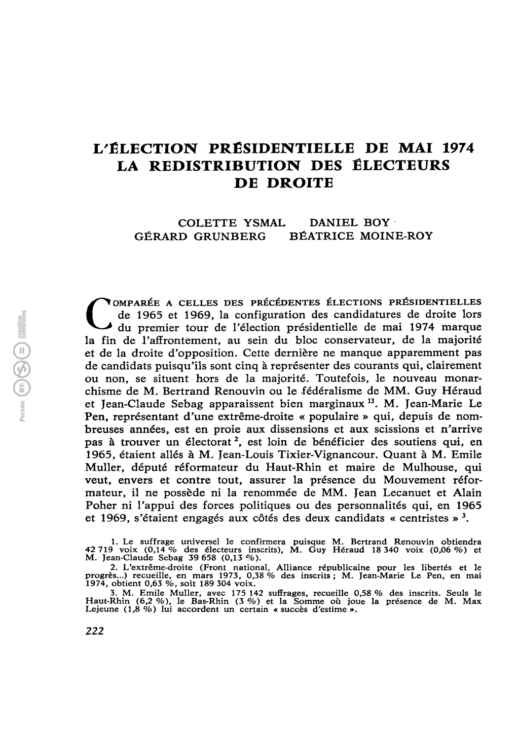 L'élection Présidentielle De Mai 1974 La Redistribution Des Électeurs De Droite