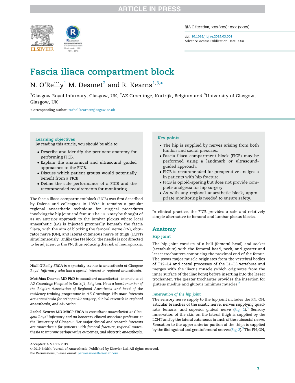 Fascia Iliaca Compartment Block N