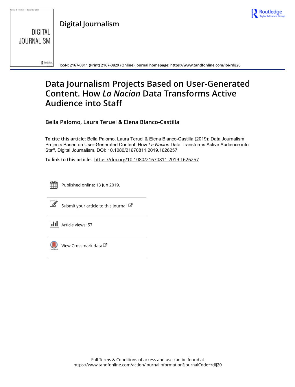 Data Journalism Projects Based on User-Generated Content. How La Nacion Data Transforms Active Audience Into Staff