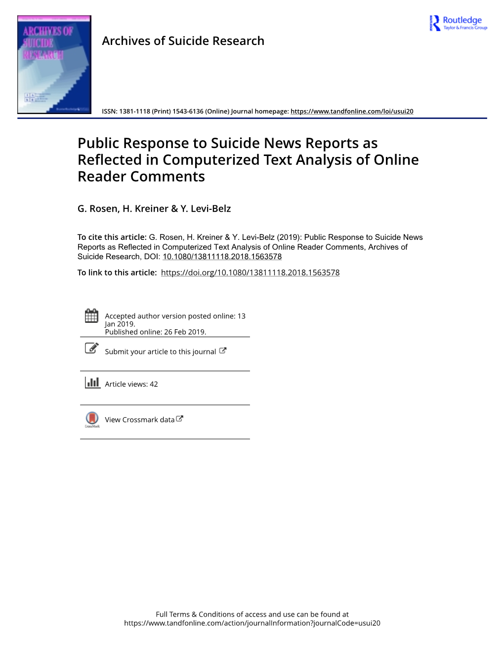 Public Response to Suicide News Reports As Reflected in Computerized Text Analysis of Online Reader Comments