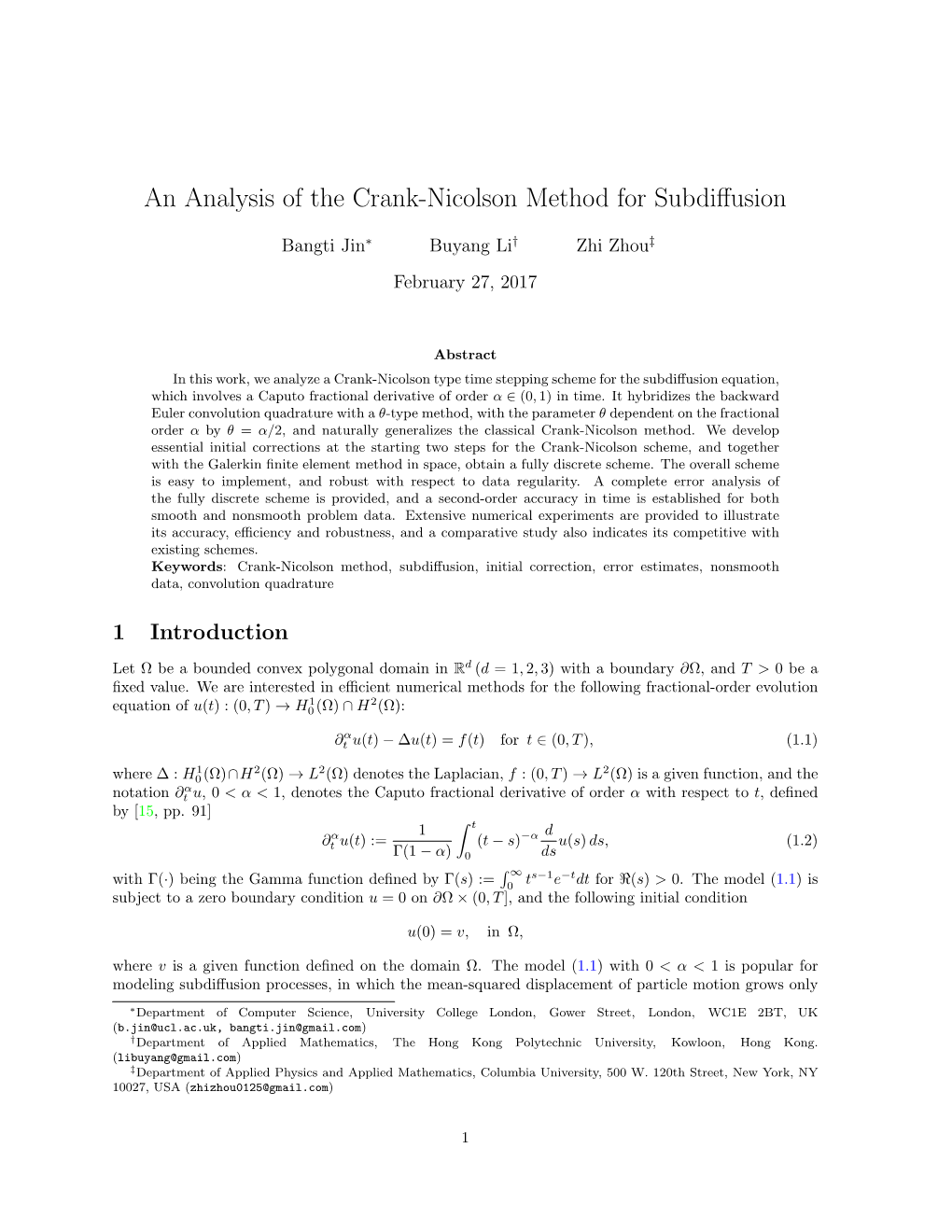 An Analysis of the Crank-Nicolson Method for Subdiffusion
