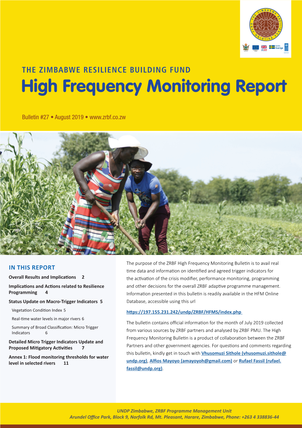 High Frequency Monitoring Report Bulletin #27 | August 2019