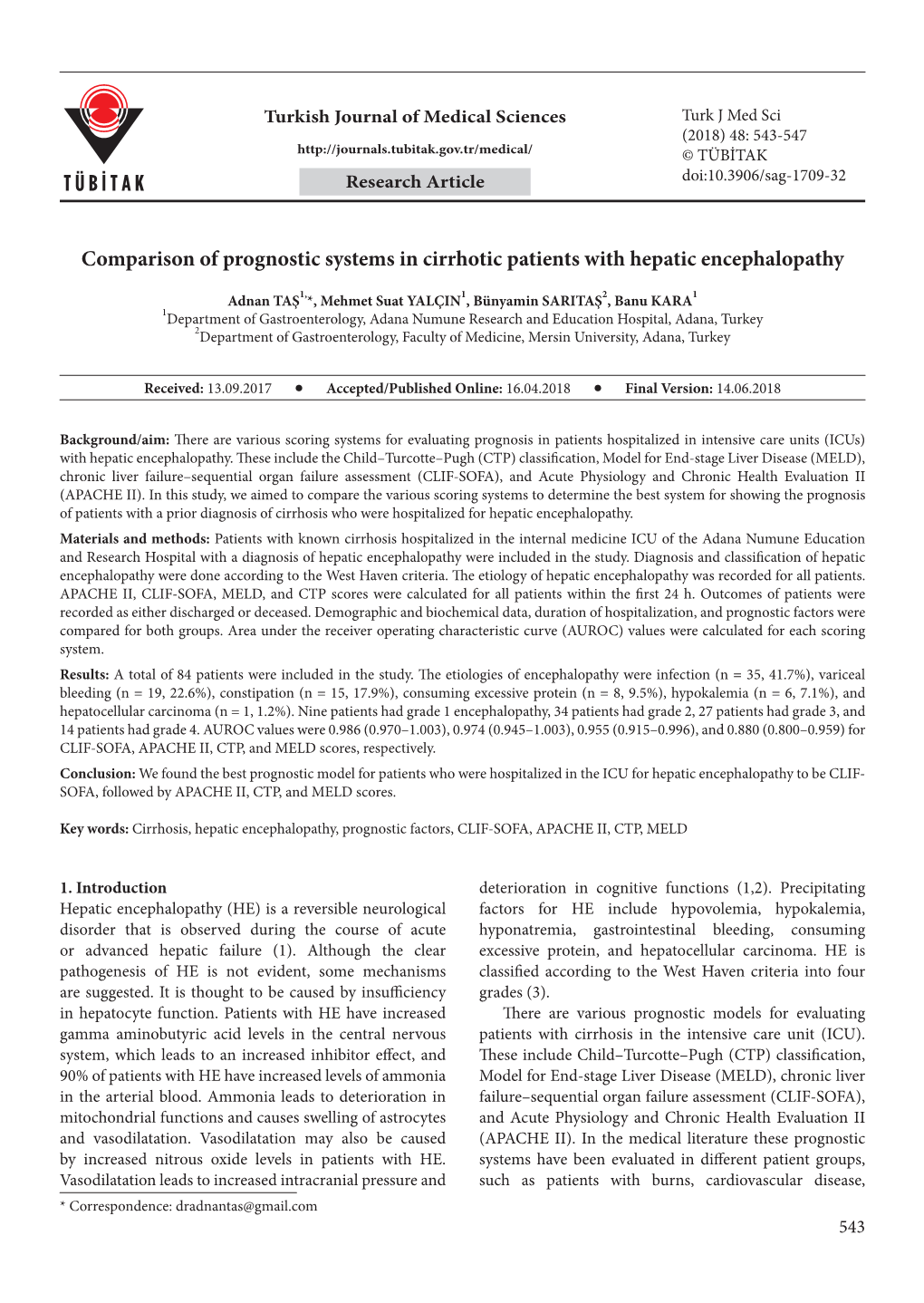 Comparison of Prognostic Systems in Cirrhotic Patients with Hepatic Encephalopathy