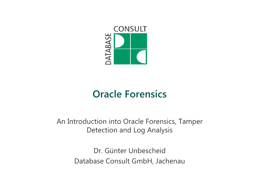 Oracle Forensics