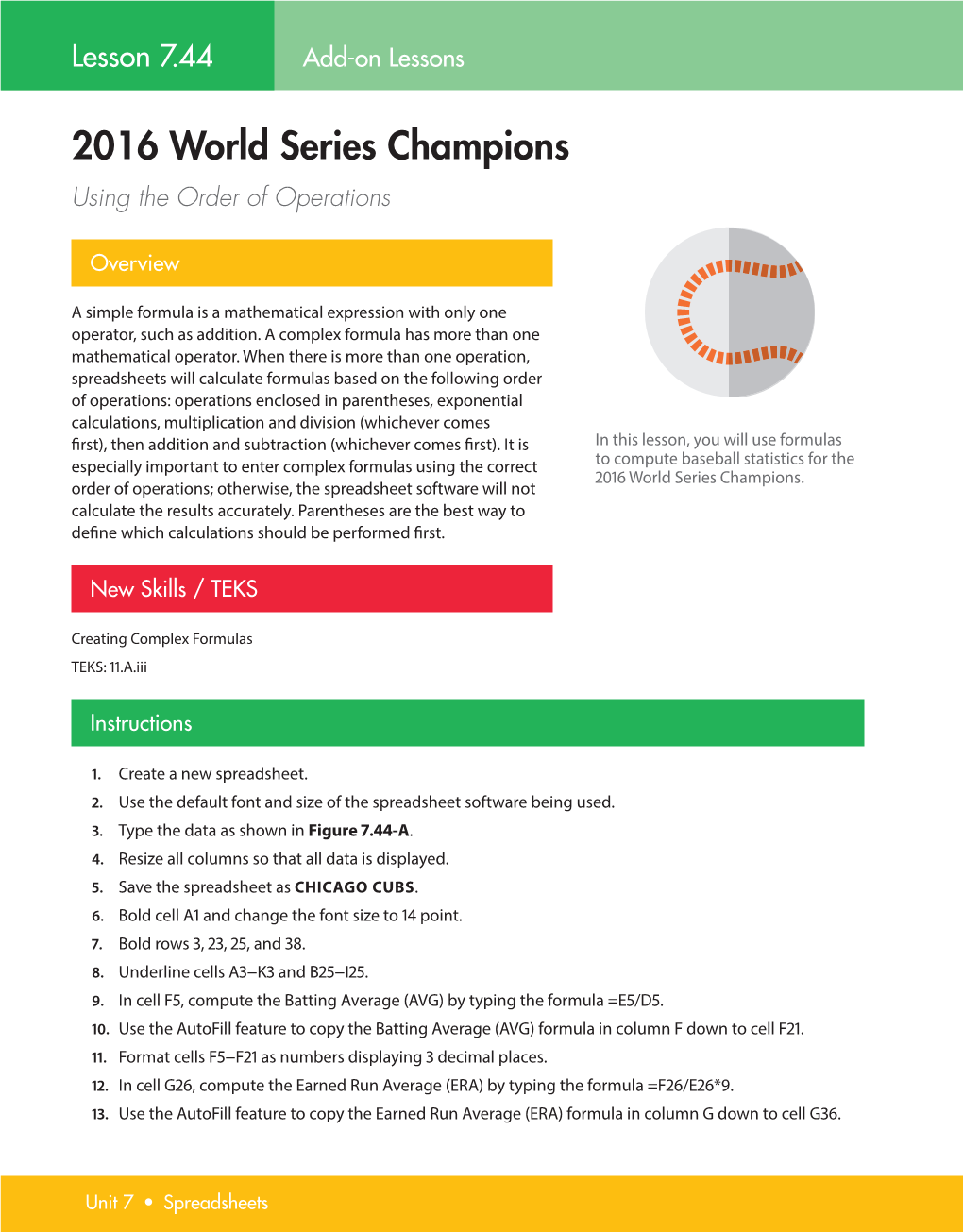 2016 World Series Champions Using the Order of Operations