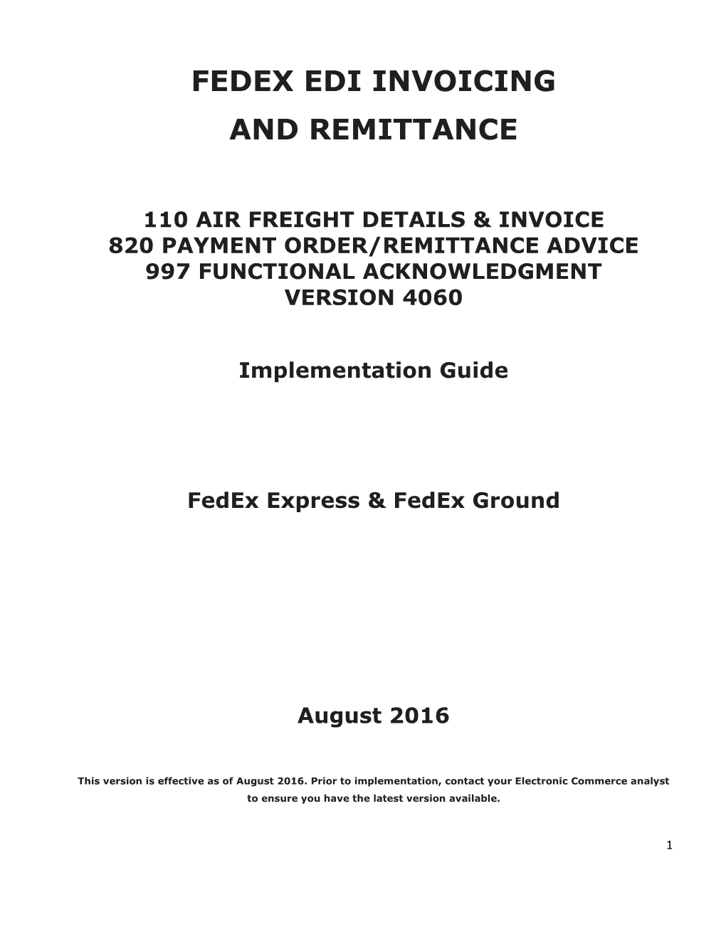 Fedex EDI Invoice and Remittance