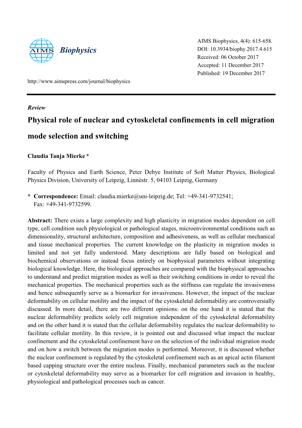 Physical Role of Nuclear and Cytoskeletal Confinements in Cell Migration Mode Selection and Switching