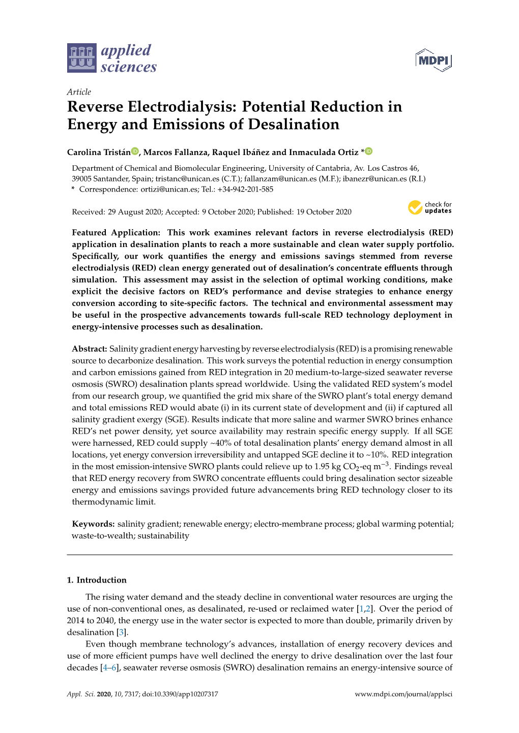 Reverse Electrodialysis: Potential Reduction in Energy and Emissions of Desalination